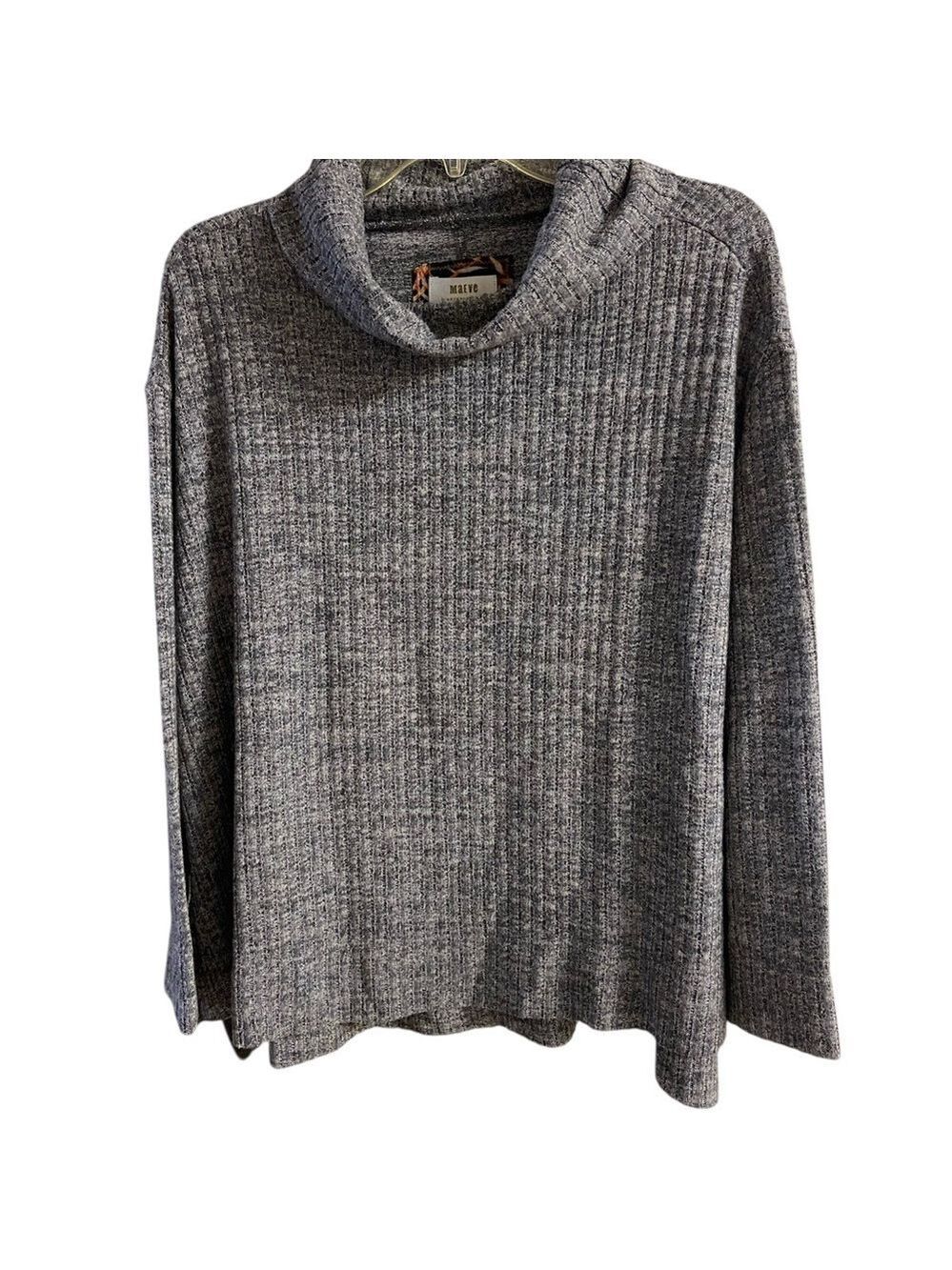 Anthropologie maeve Gray Knit Sweater turtleneck Small
